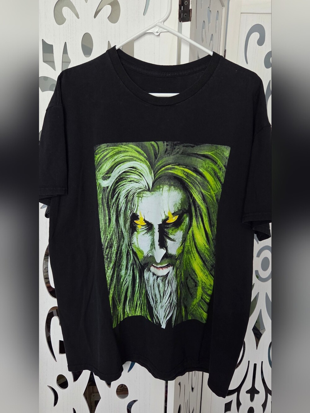 Rob Zombie Portrait Graphic Band Tee Black Neon Lime Green Heavy Metal Shirt XL